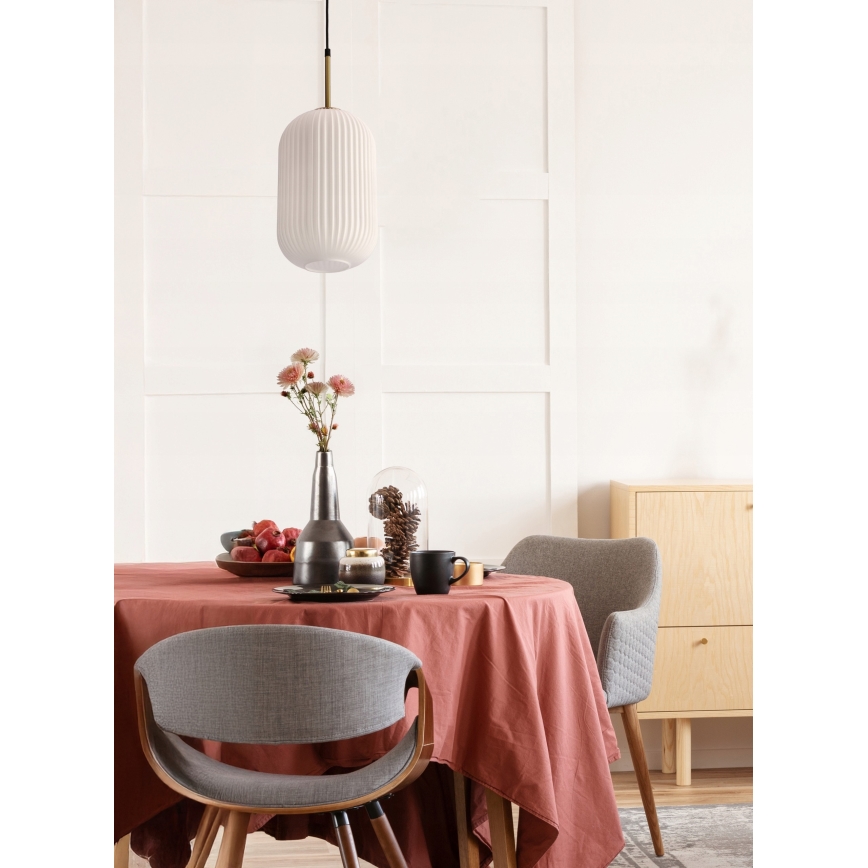 Lámpara colgante con cable CRESTO 1xE27/40W/230V blanco/dorado