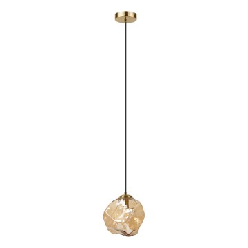 Lámpara colgante con cable CRISTAL 1xE14/15W/230V latón/beige ahumado