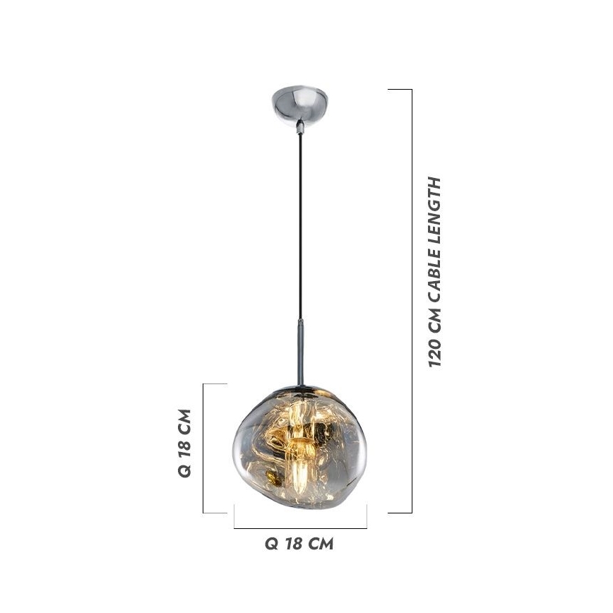 Lámpara colgante con cable CRUMPLED 1xE27/24W/230V Ø 18 cm, color ahumado