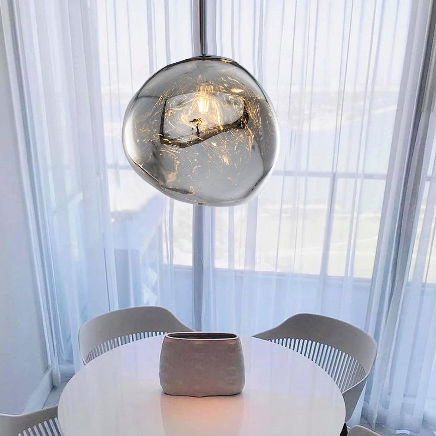 Lámpara colgante con cable CRUMPLED 1xE27/24W/230V Ø 36 cm acabado ahumado