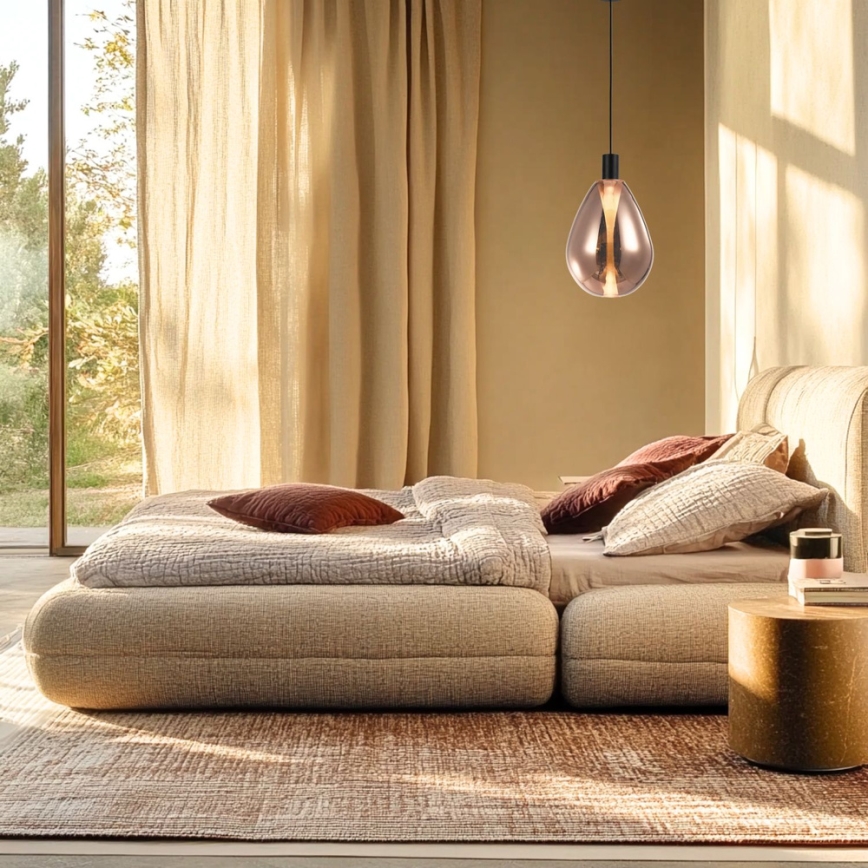 Lámpara colgante con cable DENSO 1xG9/5W/230V Ø 20 cm cobre/negro