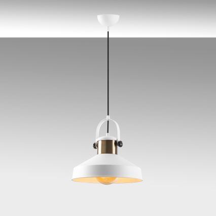 Lámpara colgante con cable DODO 1xE27/40W/230V blanca/bronce