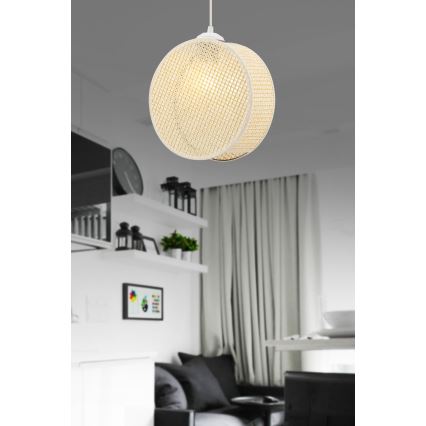 Lámpara colgante con cable DRUM 1xE27/60W/230V color crema