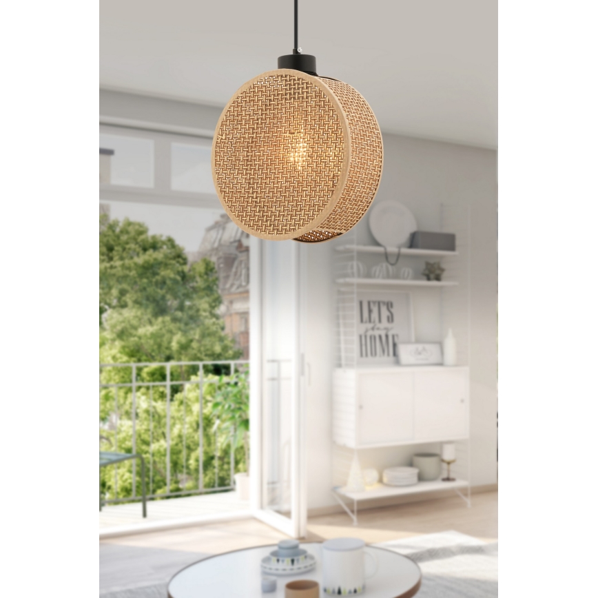 Lámpara colgante con cable DRUM 1xE27/60W/230V marrón