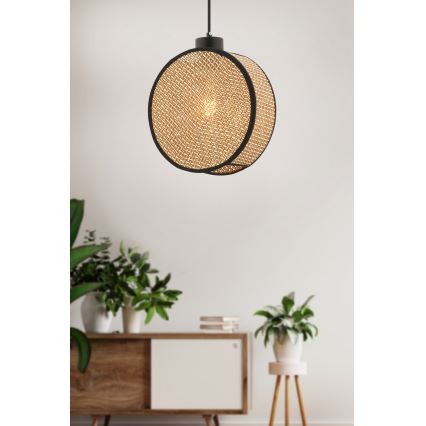 Lámpara colgante con cable DRUM 1xE27/60W/230V marrón/negro