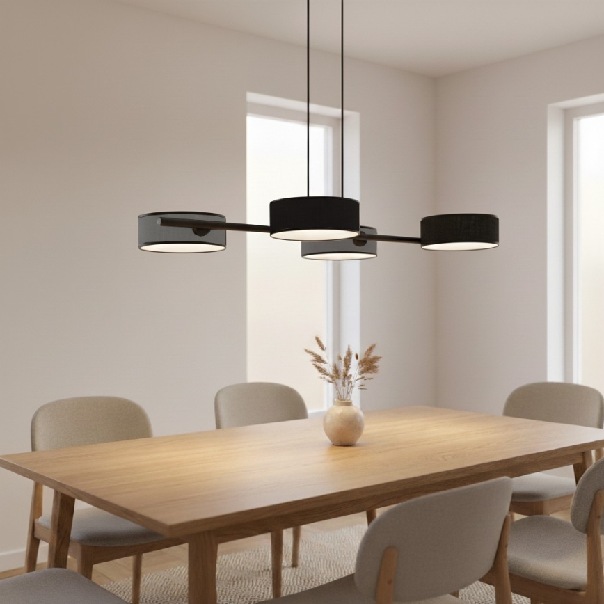 Lámpara colgante con cable DRUMZ 4xE14/10W/230V negra/gris