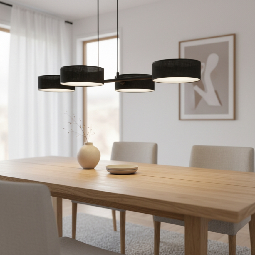 Lámpara colgante con cable DRUMZ 4xE14/10W/230V negra