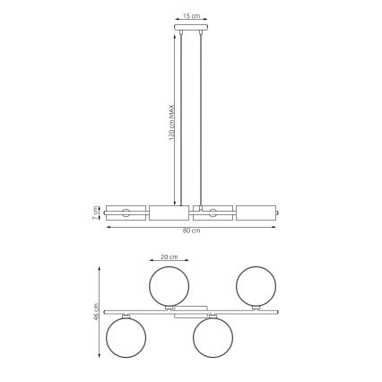 Lámpara colgante con cable DRUMZ 4xE14/10W/230V negra