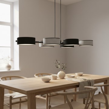 Lámpara colgante con cable DRUMZ 6xE14/10W/230V negra/gris