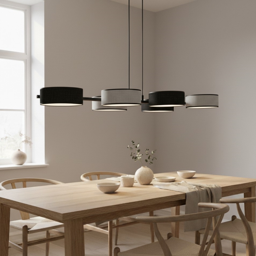 Lámpara colgante con cable DRUMZ 6xE14/10W/230V negra/gris