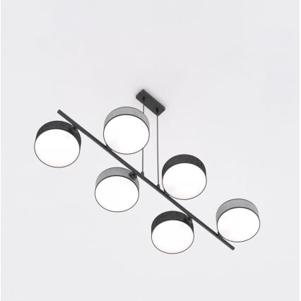 Lámpara colgante con cable DRUMZ 6xE14/10W/230V negra/gris