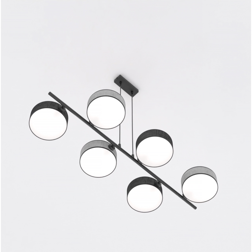 Lámpara colgante con cable DRUMZ 6xE14/10W/230V negra/gris