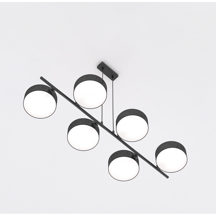 Lámpara colgante con cable DRUMZ 6xE14/10W/230V negra