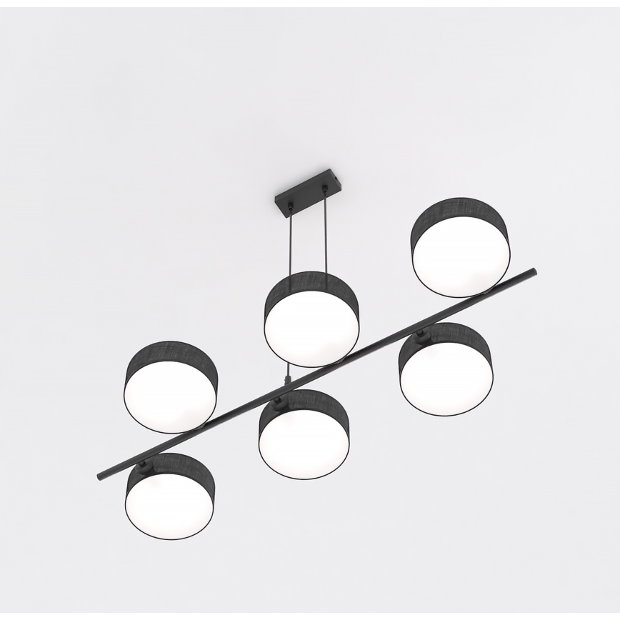 Lámpara colgante con cable DRUMZ 6xE14/10W/230V negra