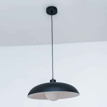 Lámpara colgante con cable ECLIPSE 1xE27/15W/230V negra/blanca