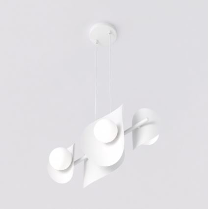 Lámpara colgante con cable ELEMENTI 4xG9/8W/230V blanca