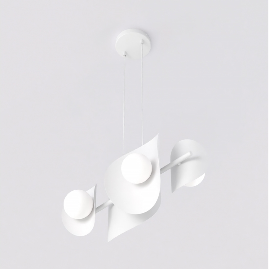 Lámpara colgante con cable ELEMENTI 4xG9/8W/230V blanca