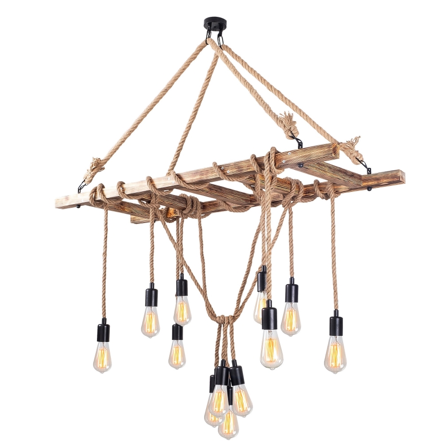 Lámpara colgante con cable EREBOS 12xE27/40W/230V marrón