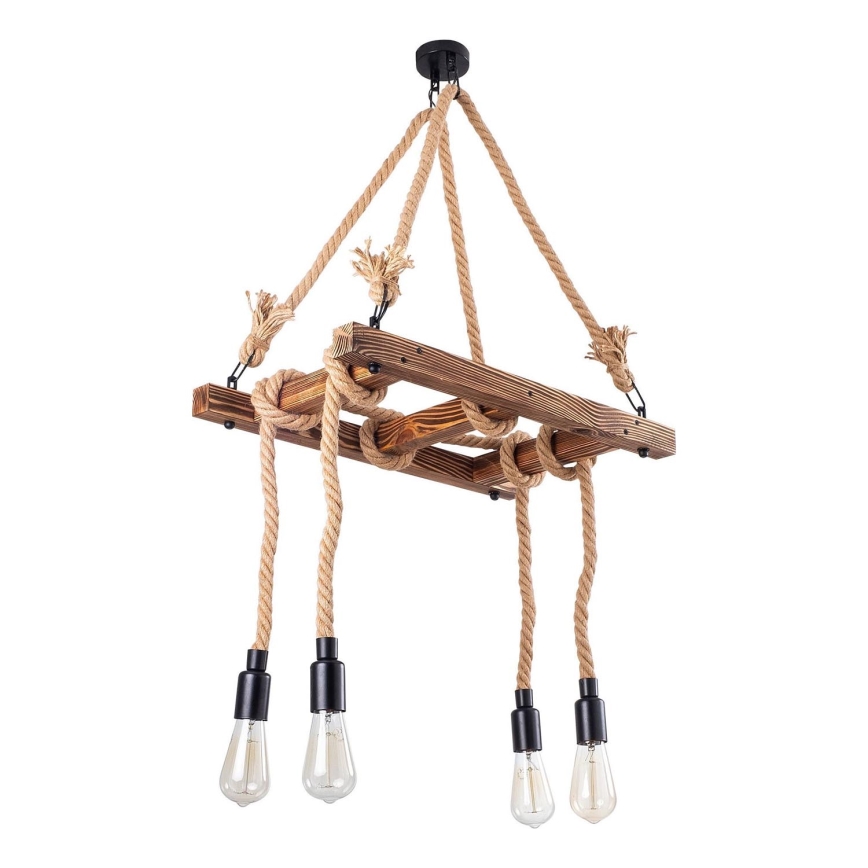 Lámpara colgante con cable EREBOS 4xE27/40W/230V marrón