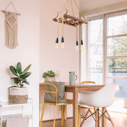 Lámpara colgante con cable EREBOS 4xE27/40W/230V marrón