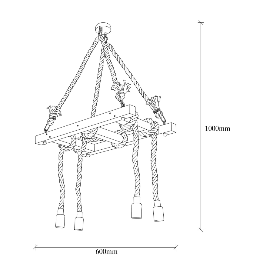 Lámpara colgante con cable EREBOS 4xE27/40W/230V marrón