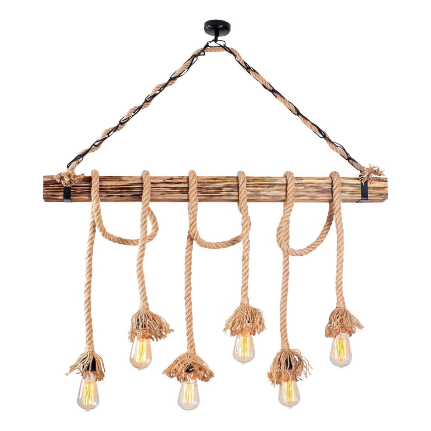 Lámpara colgante con cable EREBOS 6xE27/40W/230V marrón