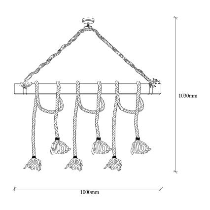 Lámpara colgante con cable EREBOS 6xE27/40W/230V marrón