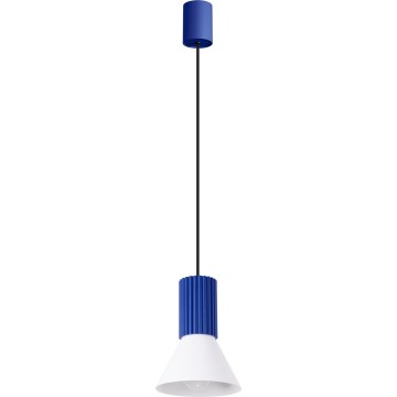 Lámpara colgante con cable ESTRIA 1xE14/10W/230V Ø 14 cm azul