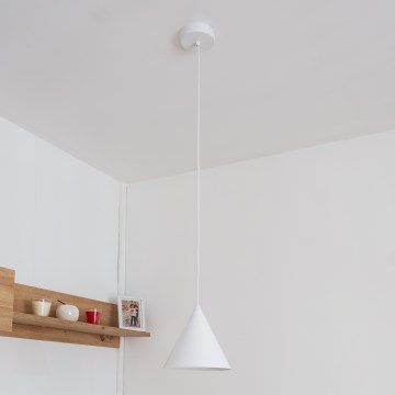 Lámpara colgante con cable ETNA 1xE27/15W/230V, diámetro 18,5 cm, blanca