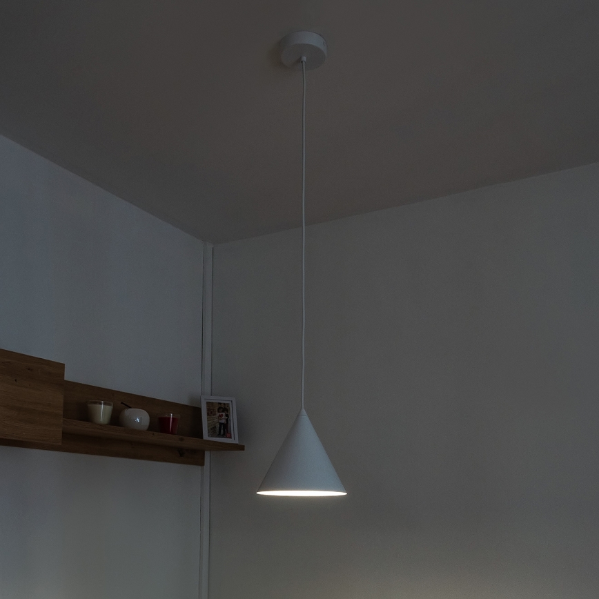 Lámpara colgante con cable ETNA 1xE27/15W/230V, diámetro 18,5 cm, blanca