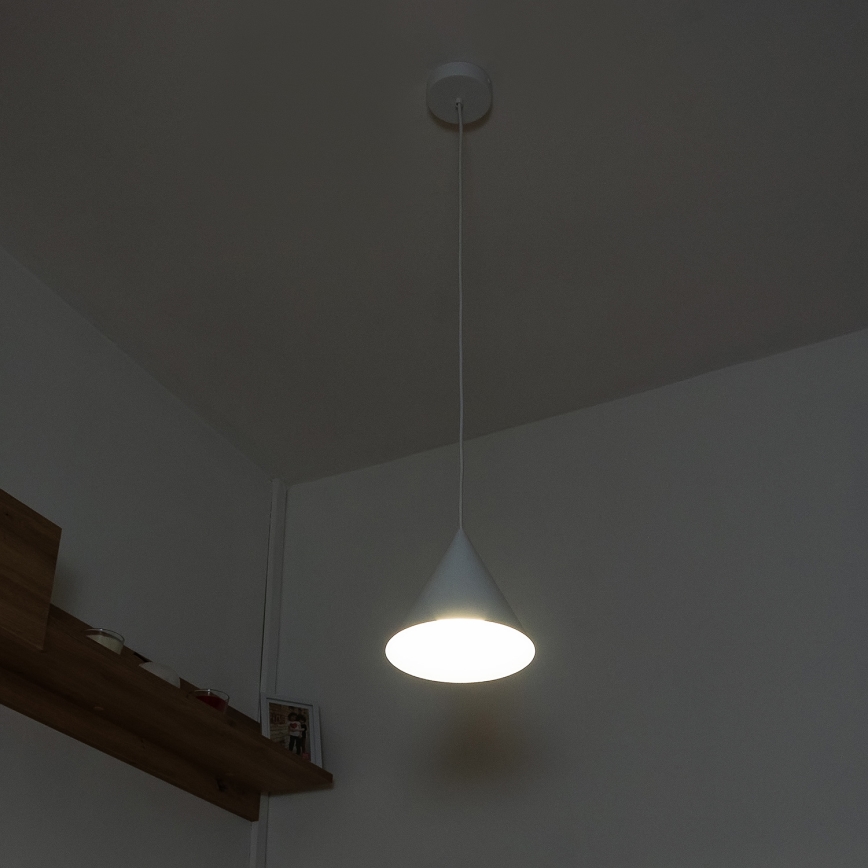 Lámpara colgante con cable ETNA 1xE27/15W/230V, diámetro 18,5 cm, blanca