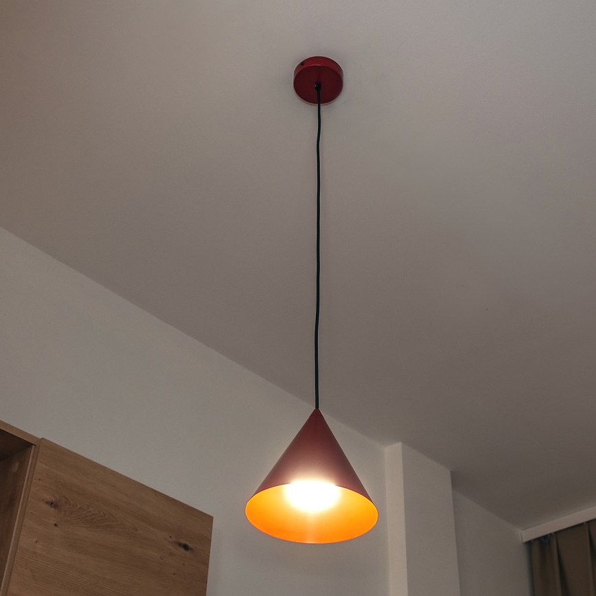 Lámpara colgante con cable ETNA 1xE27/15W/230V, diámetro 18,5 cm, roja