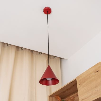 Lámpara colgante con cable ETNA 1xE27/15W/230V, diámetro 18,5 cm, roja