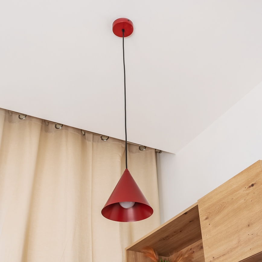 Lámpara colgante con cable ETNA 1xE27/15W/230V, diámetro 18,5 cm, roja