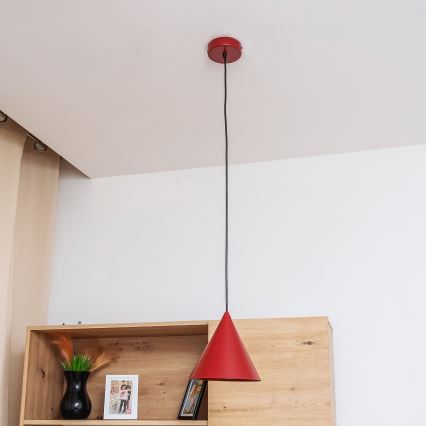 Lámpara colgante con cable ETNA 1xE27/15W/230V, diámetro 18,5 cm, roja