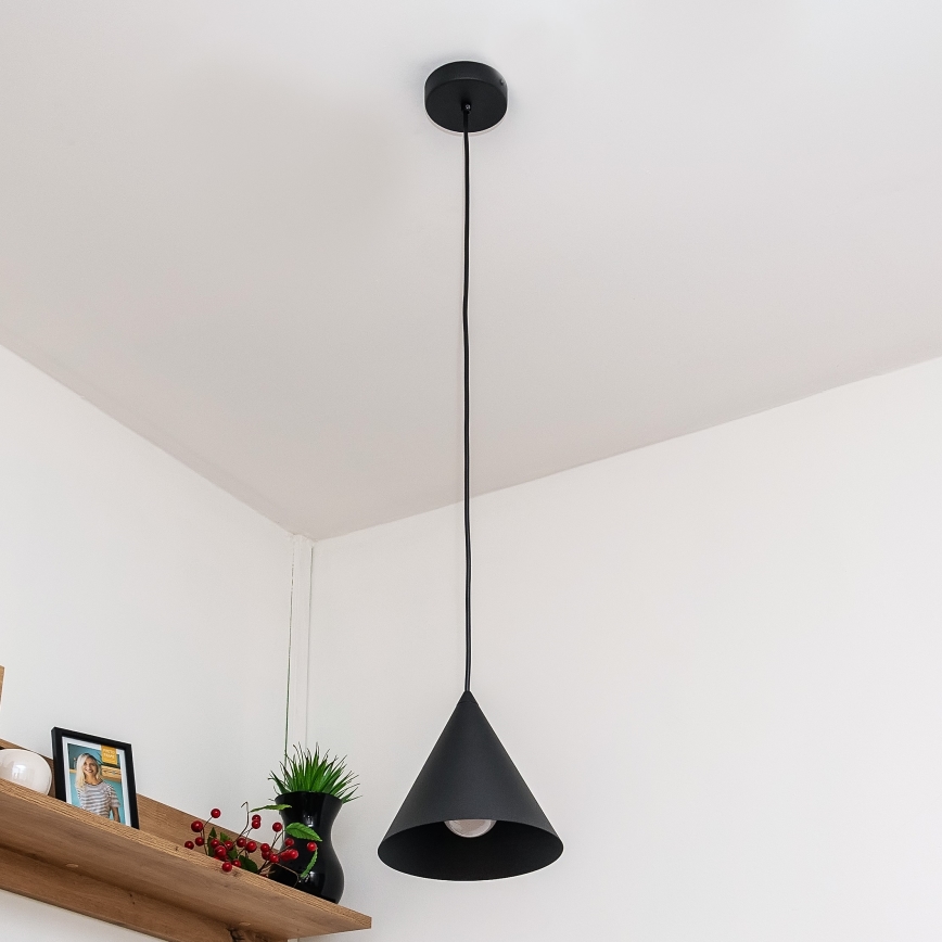 Lámpara colgante con cable ETNA 1xE27/15W/230V Ø 18,5 cm negra