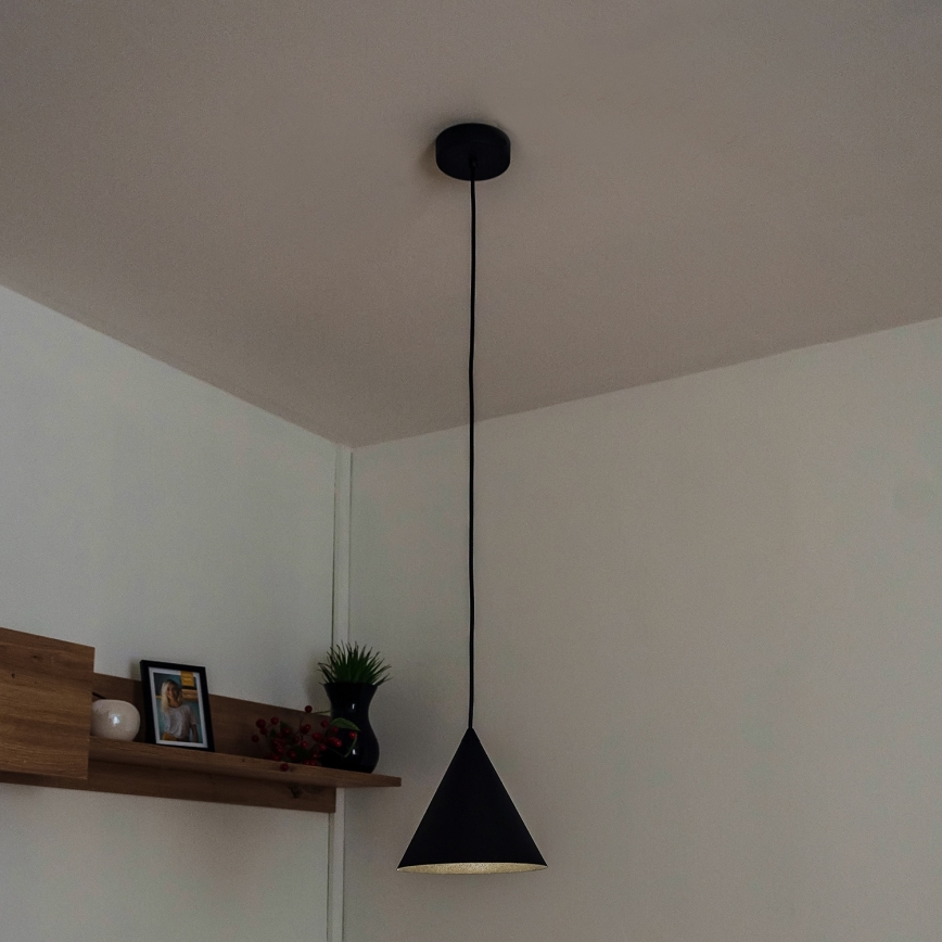 Lámpara colgante con cable ETNA 1xE27/15W/230V Ø 18,5 cm negra