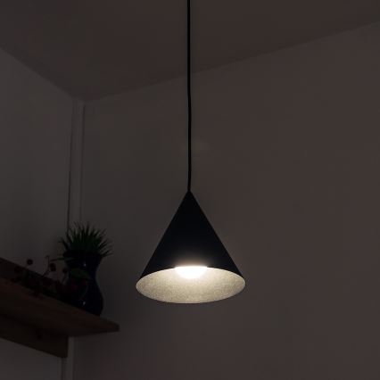 Lámpara colgante con cable ETNA 1xE27/15W/230V Ø 18,5 cm negra