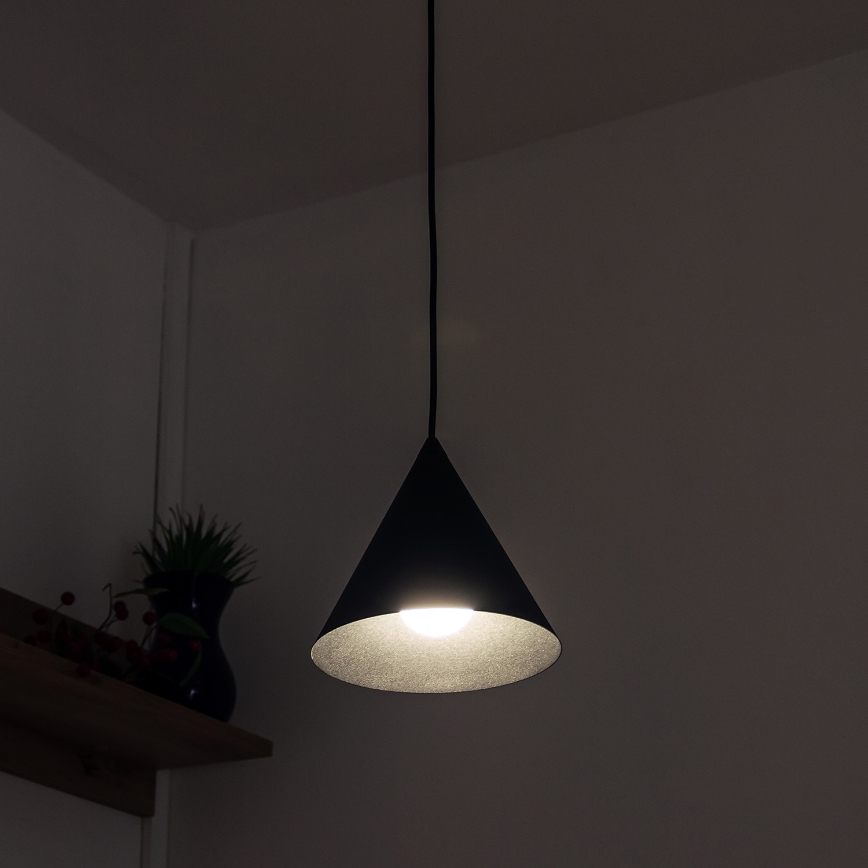 Lámpara colgante con cable ETNA 1xE27/15W/230V Ø 18,5 cm negra