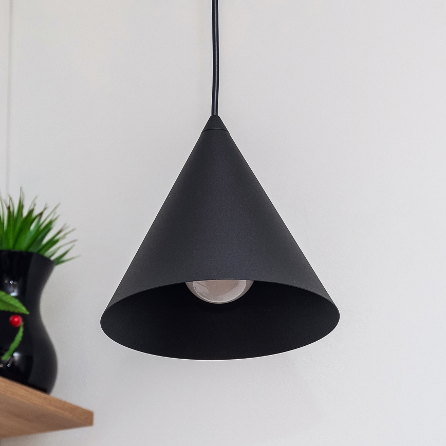 Lámpara colgante con cable ETNA 1xE27/15W/230V Ø 18,5 cm negra