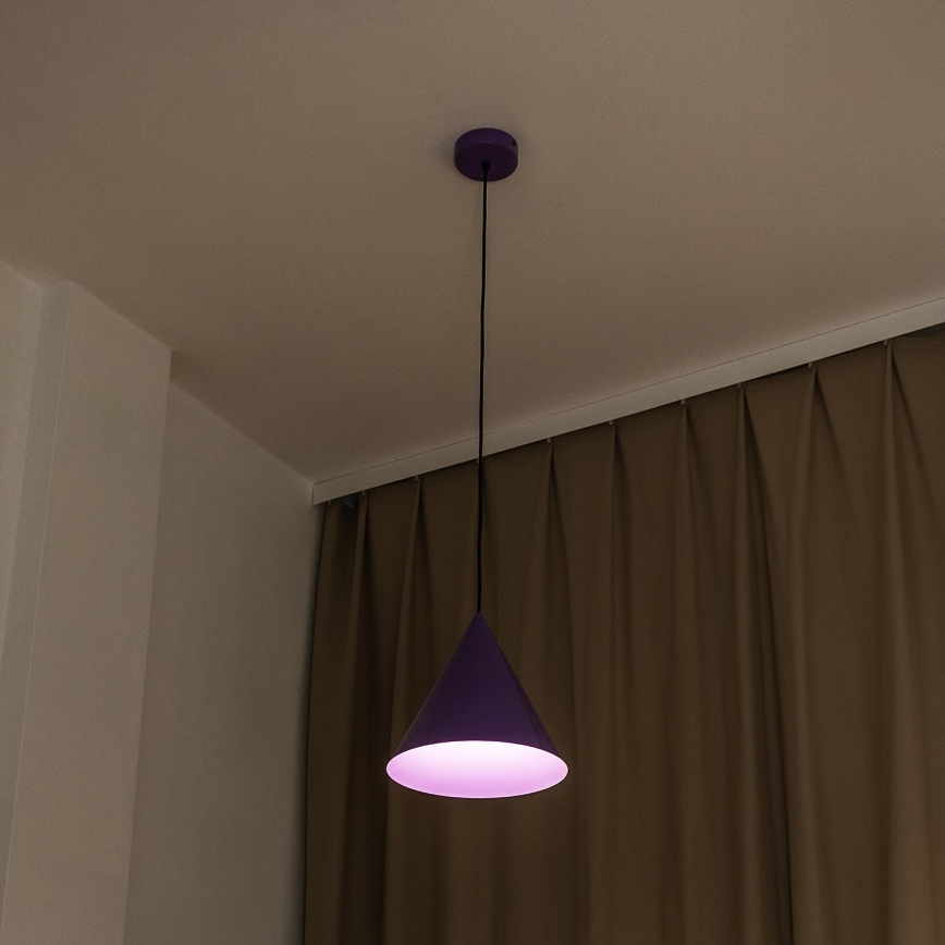 Lámpara colgante con cable ETNA II 1xE27/15W/230V, diámetro 25 cm, violeta