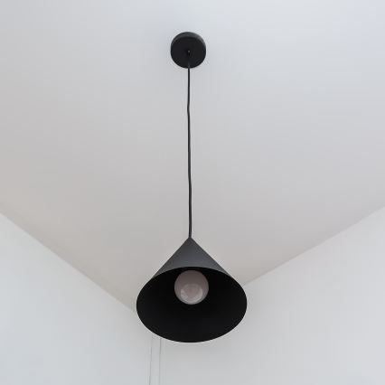Lámpara colgante con cable ETNA II 1xE27/15W/230V Ø 18,5 cm negra