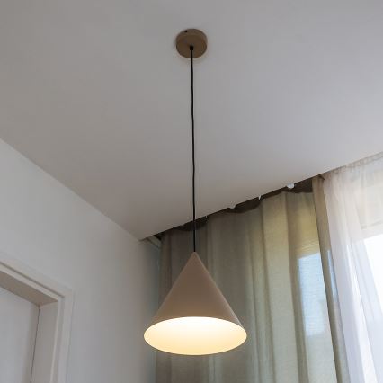 Lámpara colgante con cable ETNA II 1xE27/15W/230V Ø 25 cm beige