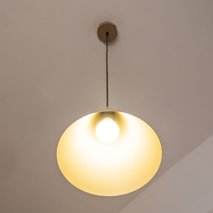 Lámpara colgante con cable ETNA II 1xE27/15W/230V Ø 25 cm beige