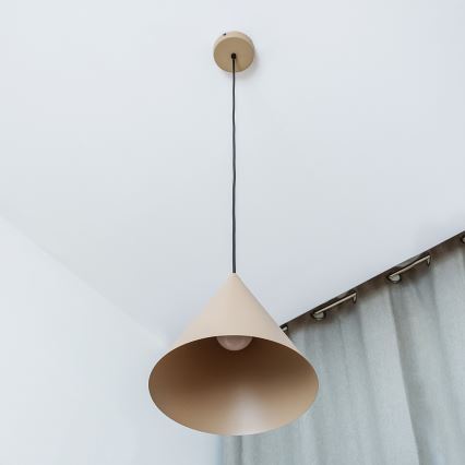 Lámpara colgante con cable ETNA II 1xE27/15W/230V Ø 25 cm beige