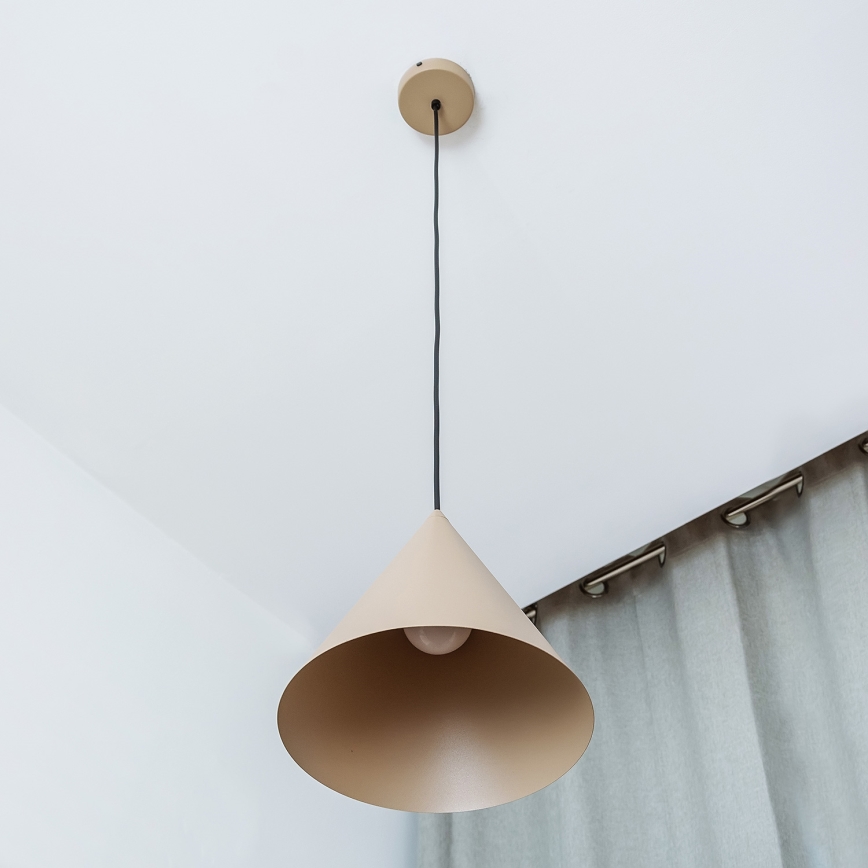 Lámpara colgante con cable ETNA II 1xE27/15W/230V Ø 25 cm beige