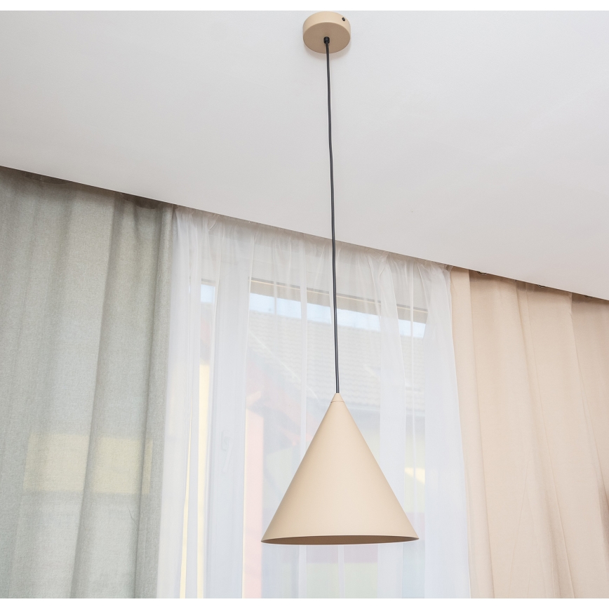 Lámpara colgante con cable ETNA II 1xE27/15W/230V Ø 25 cm beige