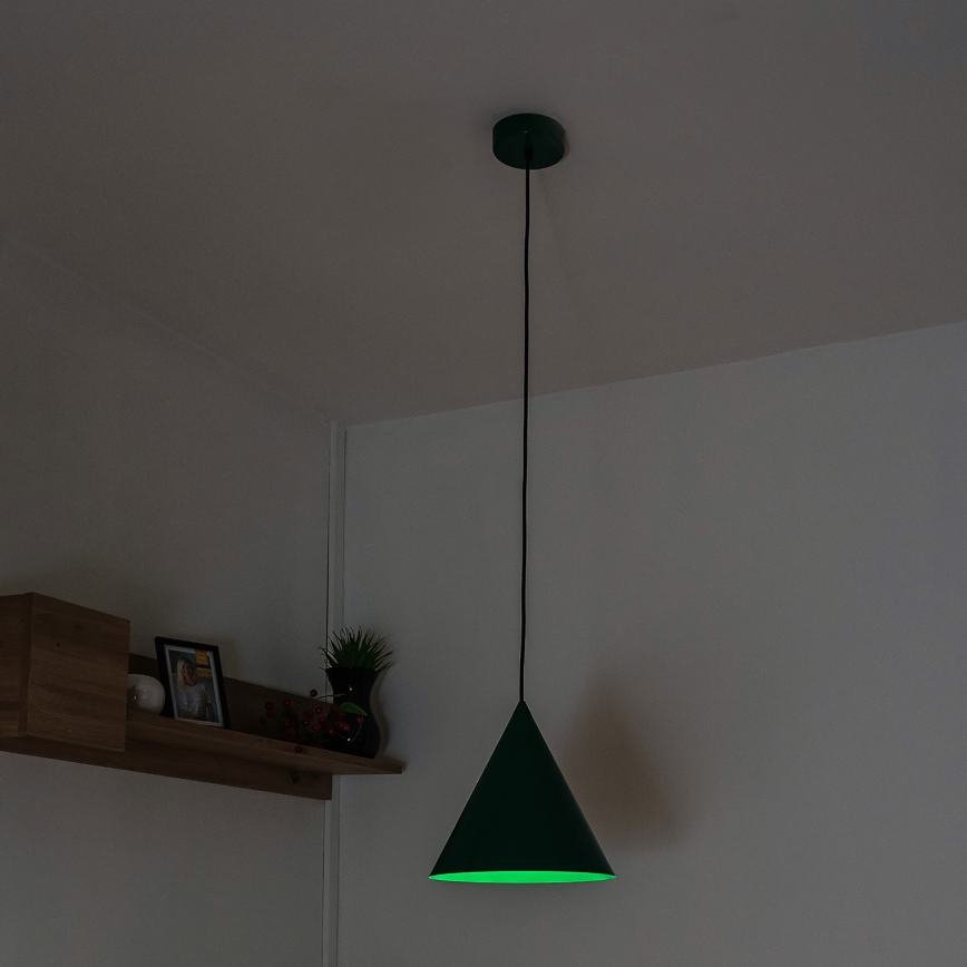 Lámpara colgante con cable ETNA II 1xE27/15W/230V Ø 25 cm verde