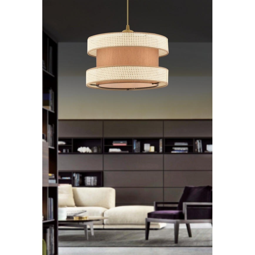 Lámpara colgante con cable HALO 1xE27/60W/230V marrón/crema