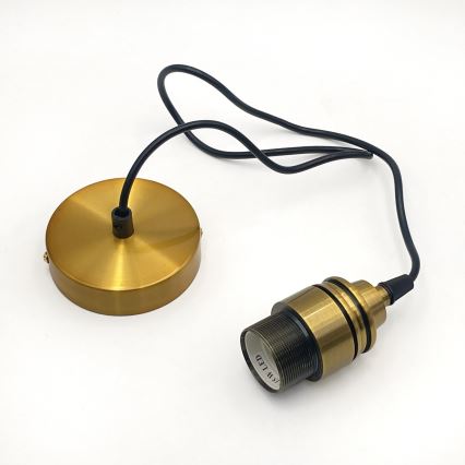 Lámpara colgante con cable HECTOR 1xE27/15W/230V blanco/latón, diámetro 25 cm